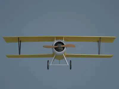 Airplane vintage biplane Low-poly 3D model