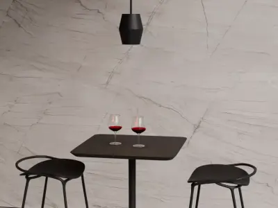 Bar Stools  And Table 3D model