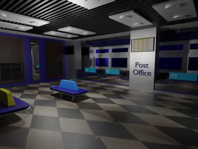Post Office Interior Low-poly 3D model