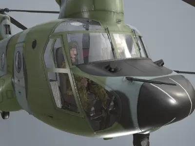 CH-47 Chinook Korean Army Complex Animation Low-poly 3D model