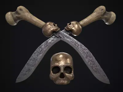 kukri pirate swords Low-poly 3D model