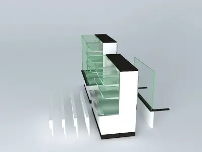 Kit805PD two display cases with glass shelves Free 3D model