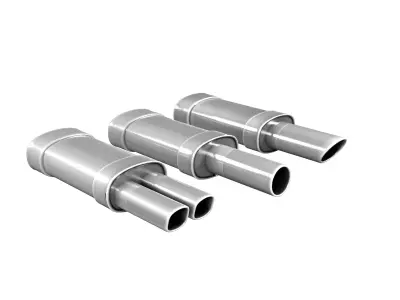 Exhaust three pipes 3D model