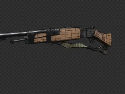 Old Military Rifle Low-poly 3D model