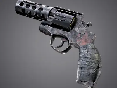 Makeshift Revolver Post Apocalyptic Pistol FPS Game Ready Asset Low-poly 3D model