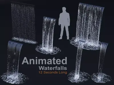 Animated Waterfalls 3D model