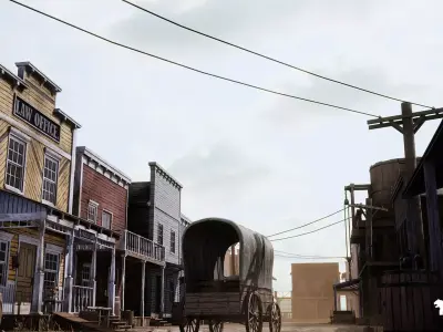 Western Town Village Pack Low-poly 3D model