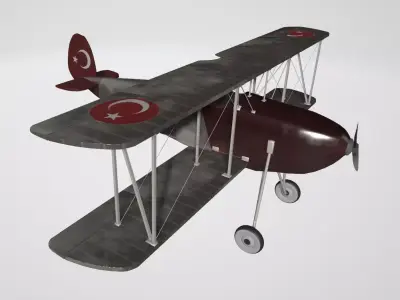 Hurkus Plane designed by Vecihi Hurkus Low-poly 3D model