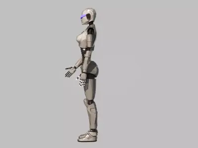 Silver Gynoid Futuristic Humanoid Robot Model Low-poly 3D model