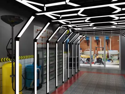 Auto repair shop Low-poly 3D model