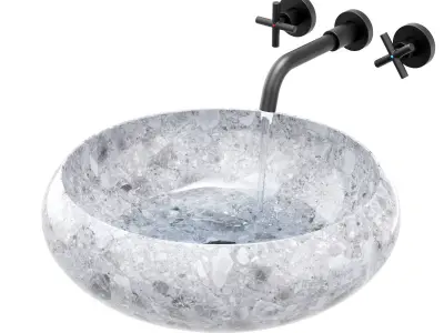 Ronda gray granite sink 3D model