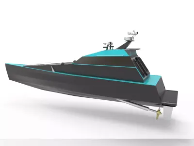 thunder child boat blue 3D model