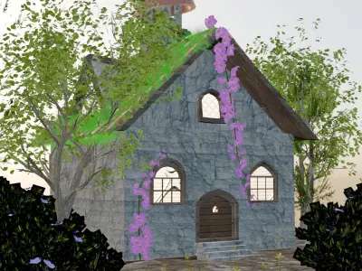 3D Forest Cottage Detailed House and Nature Scene 3D model