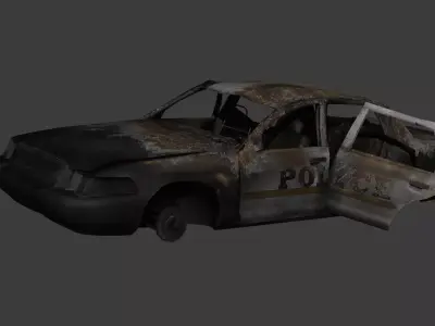Wrecked and Rusty Police Car Free low-poly 3D model