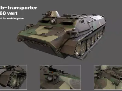 mt-lb-transporter low poly 3d model military tank Low-poly 3D model