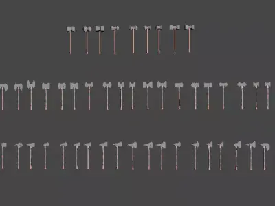 Battle Weapons Collection Low-poly 3D model