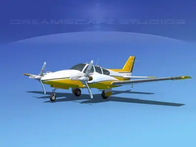 Beechcraft B55 Baron V04 3D model