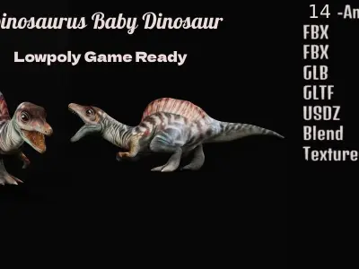 Spinosaurus Baby Dinosaur Low-poly 3D model
