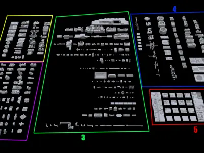 Scifi Greeble Kitbash 3D model