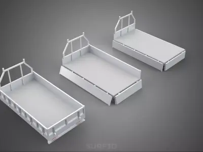 OPEN CLOSED TRUCK BACK 3 WAY WIDE DECK DROP SIDE LOAD BED PICKUP 3D model
