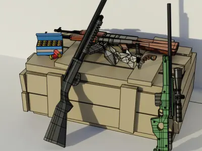Pack Weapons low poli  Low-poly 3D model