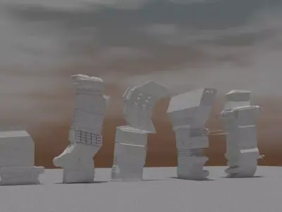 Sci Fi Buildings Pack of 5 Free low-poly 3D model