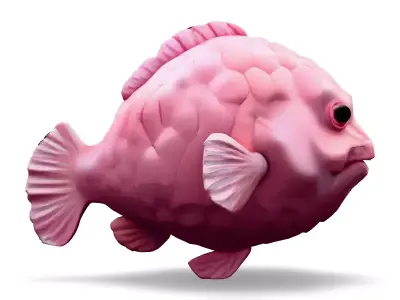 Stylized Pink Fish 3D Model Low-poly 3D model