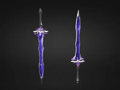 Low Poly Fantasy Sword in Asian style Low-poly 3D model