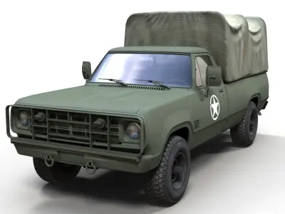 Dodge D100 military truck Low-poly 3D model