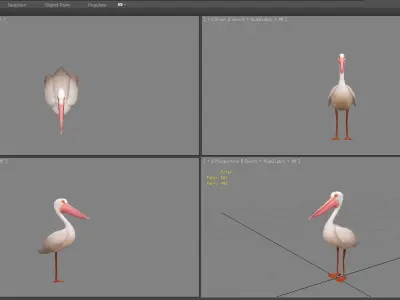 Cartoon pelican Low-poly 3D model