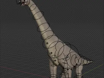 Brachiosaurus dinosaur model rigged Low-poly 3D model