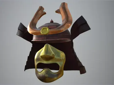 Samurai Helmet and face mask - 2K Full PBR textures Low-poly 3D model