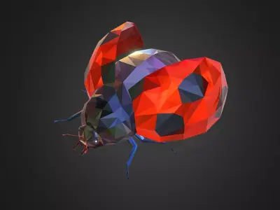 Bug Ladybug Red Low Polygon Art Insect Low-poly 3D model