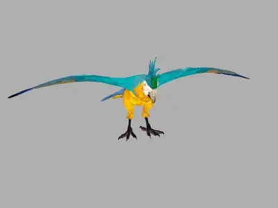 Blue Parrot Low Polygon Art Bird Animal Low-poly 3D model