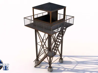 Lowpoly Lookout Tower 3d model Low-poly 3D model