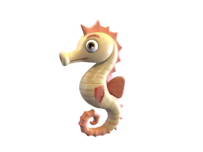 Cartoon Seahorse Low-poly 3D model