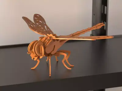 Dragonfly kit card 3D puzzle 3D print model