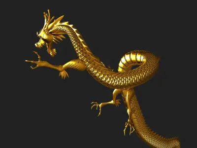 Chinese Gold Dragon Low-poly 3D model