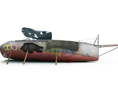 Abandoned small sailboat 3D model