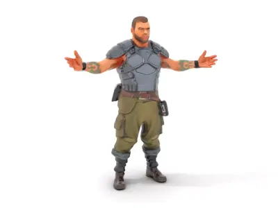 Armored Military Commando Rigged and Animated D Model Low-poly 3D model