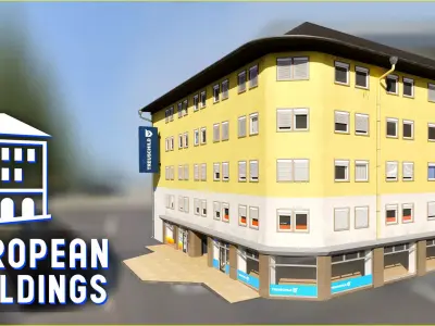 European Buildings City - Office A - Modular - Enterable - Ger Low-poly 3D model