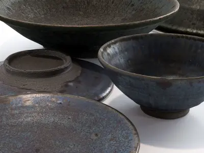 Japanese Tableware Set 8 Low-poly 3D model