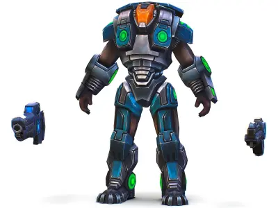 Cartoon Sci-Fi Cyborg Drone Trooper Soldier Low-poly 3D model