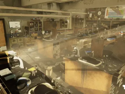 Abandoned Chemistry Classroom Low-poly 3D model