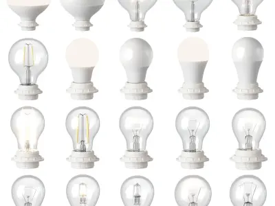 Bulb Set Led Halogen E27 3D model