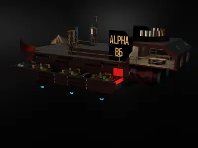 Alpha-B6 spaceship with lights Free 3D model