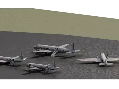 LAI DC 3 DC 6B Vickers 1 Convair 340 with interior  3D model