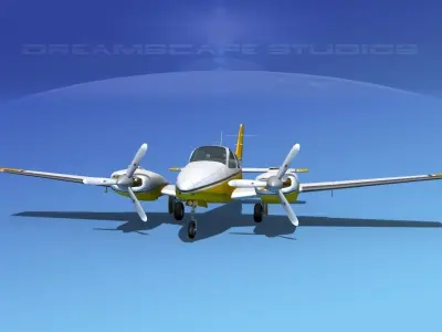 Beechcraft B55 Baron V04 3D model