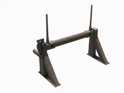 Medieval castle gate winch Low-poly 3D model