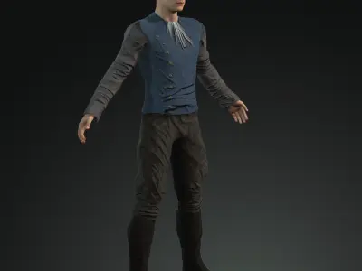 Napoleonic civilian 1812 Low-poly 3D model